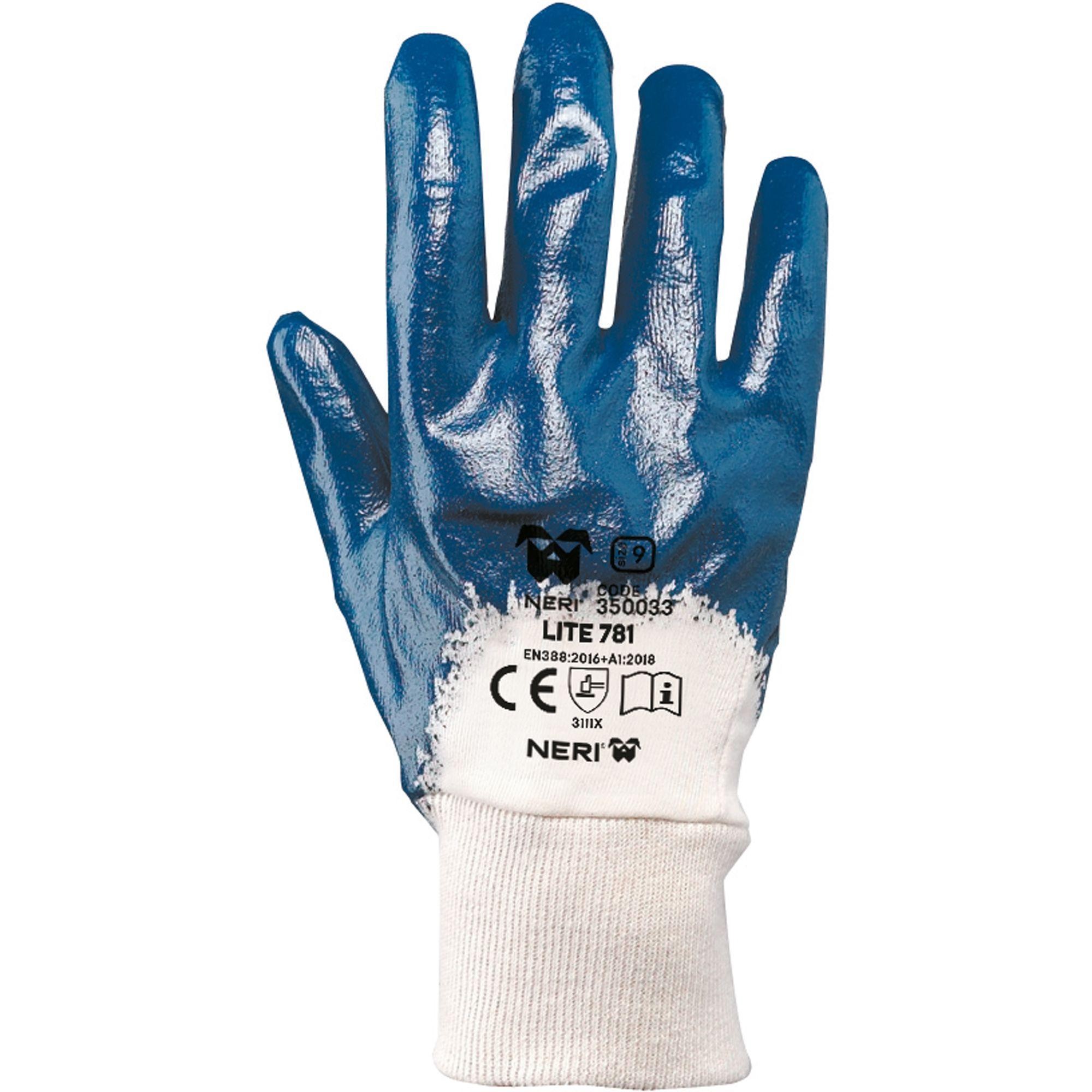 12 Paia - Guanti da Lavoro Lite 781 in Tessuto Jersey di Cotone Impregnato in NBR Neri 350033