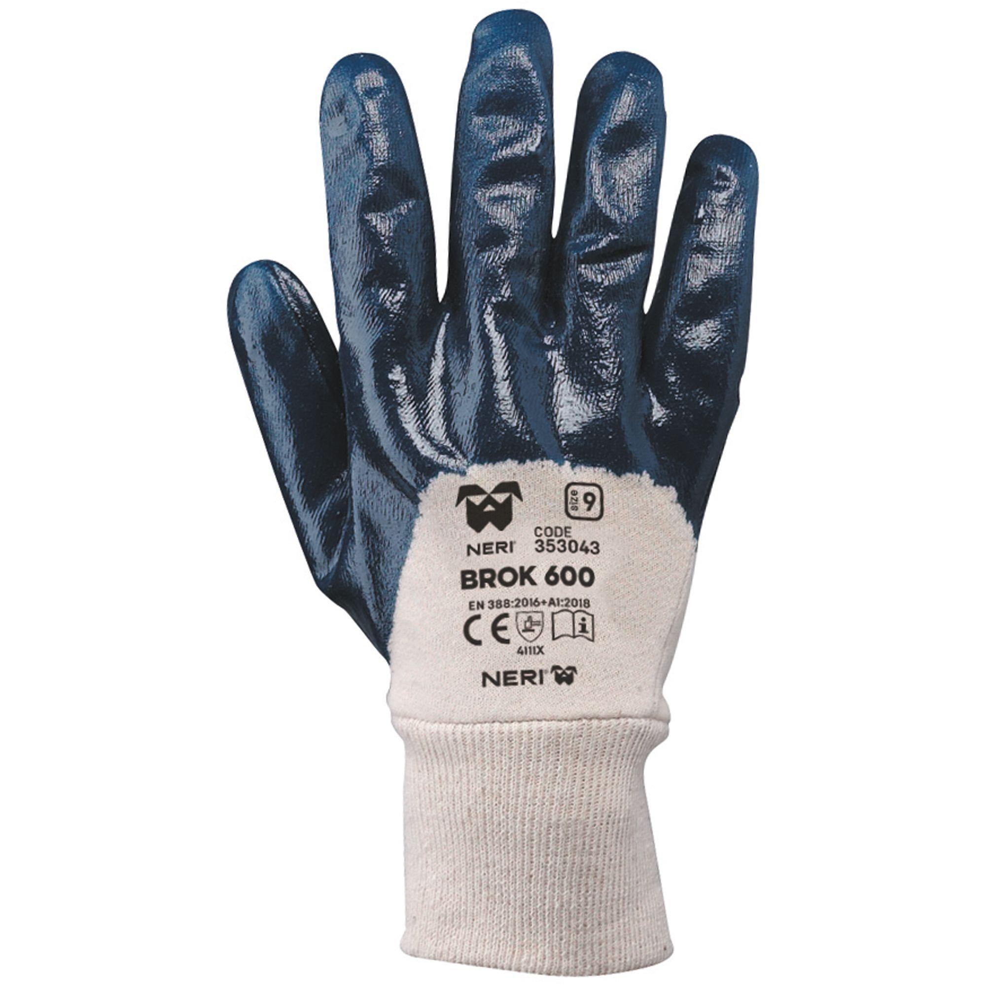 12 Paia - Guanti da Lavoro Brok 600 in Tessuto Jersey di Cotone Impregnato in NBR Neri 353043