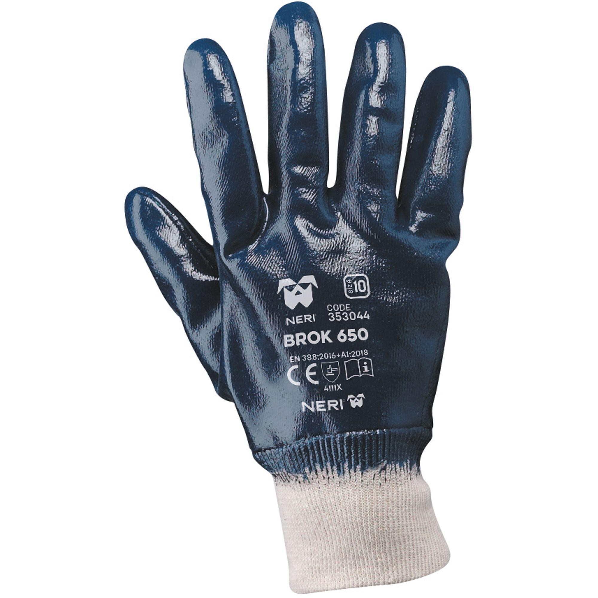 12 Paia - Guanti da Lavoro Brok 650 in Tessuto Jersey di Cotone Impregnato in NBR Neri 353044