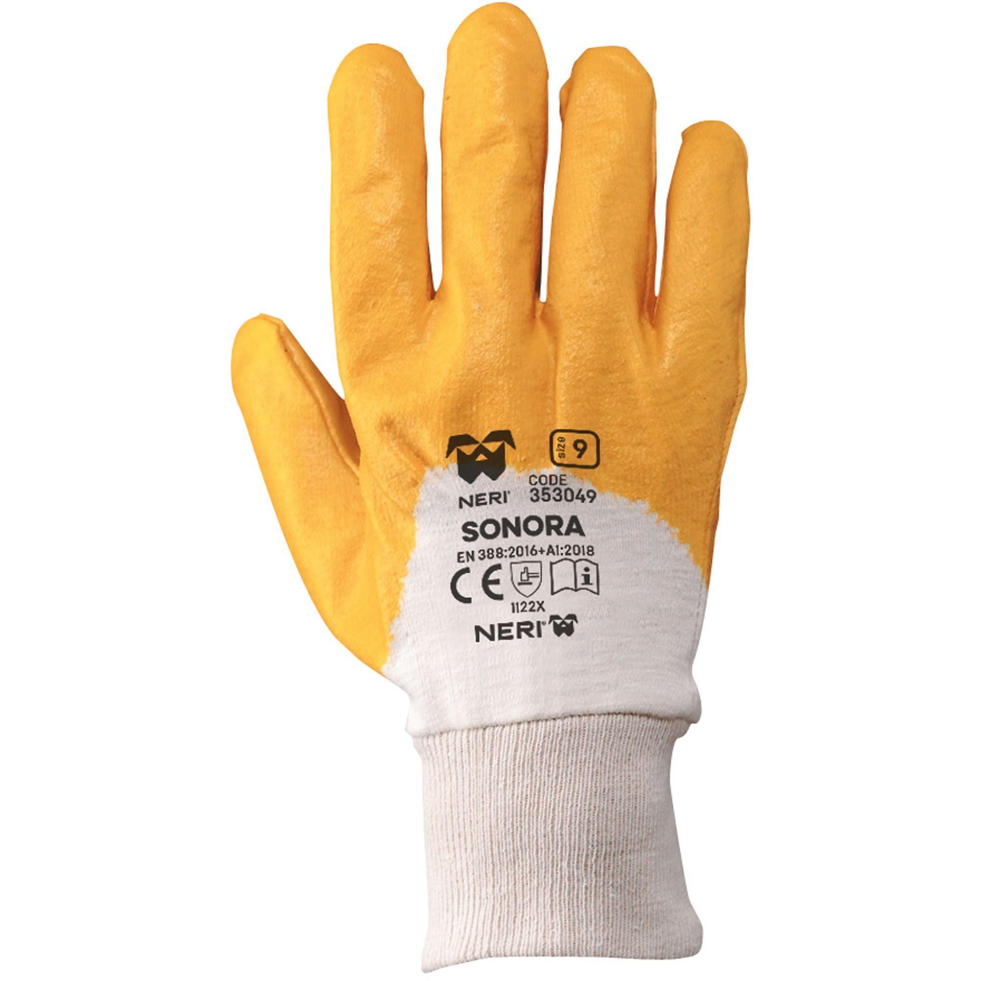 12 Paia - Guanti da Lavoro Sonora in Tessuto Jersey di Cotone Impregnato in NBR Neri 353049