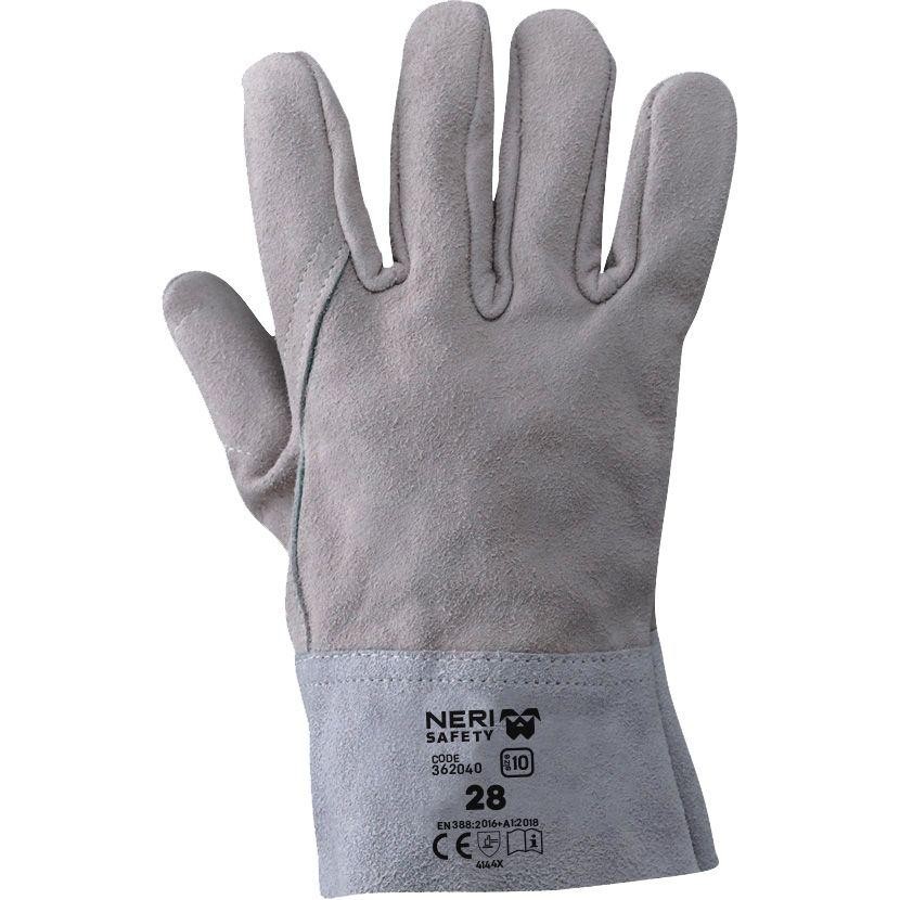 12 Paia - Guanti da Lavoro in Pelle Crosta Groppone Neri 362040