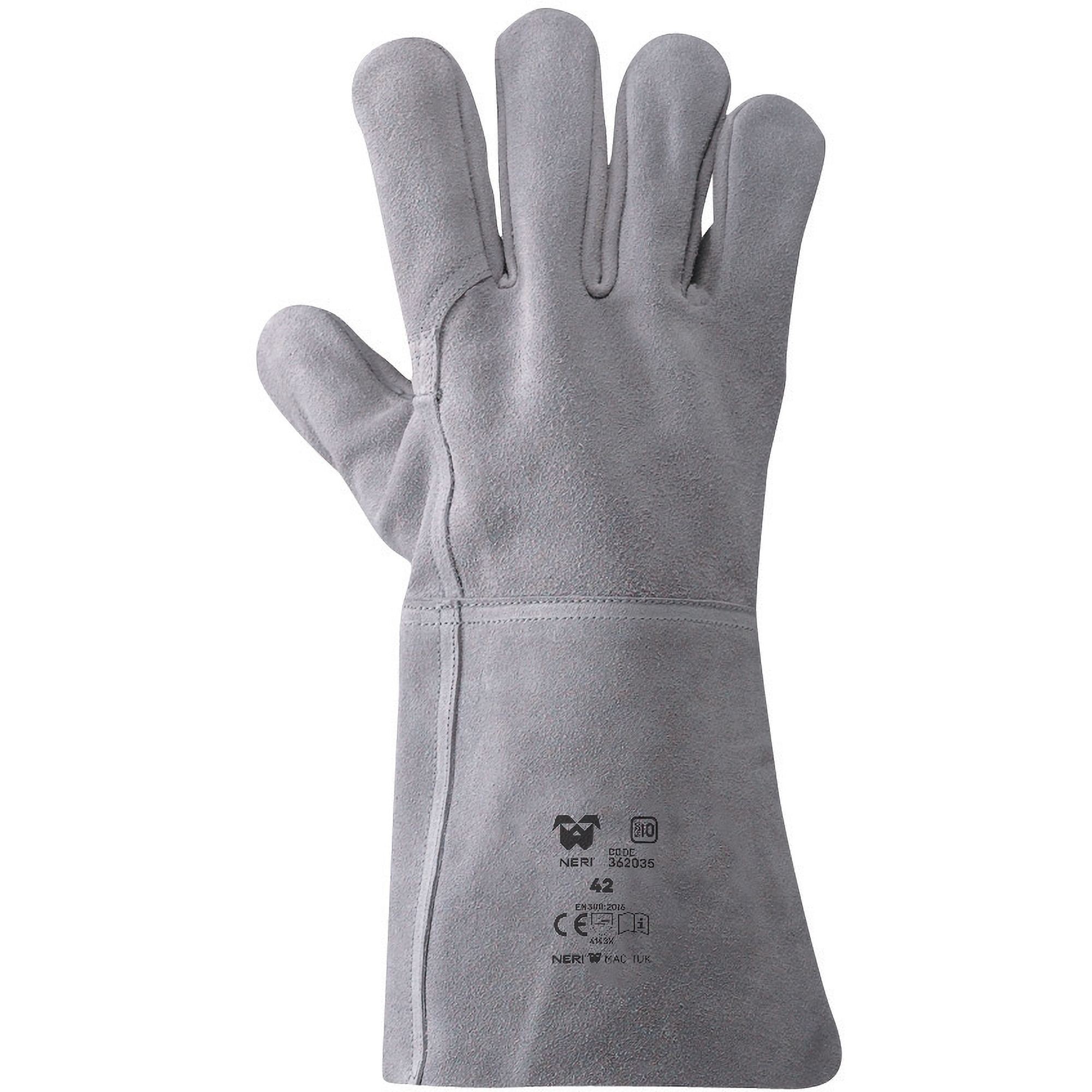 12 Paia - Guanti da Lavoro in Pelle Crosta Groppone Neri 362035