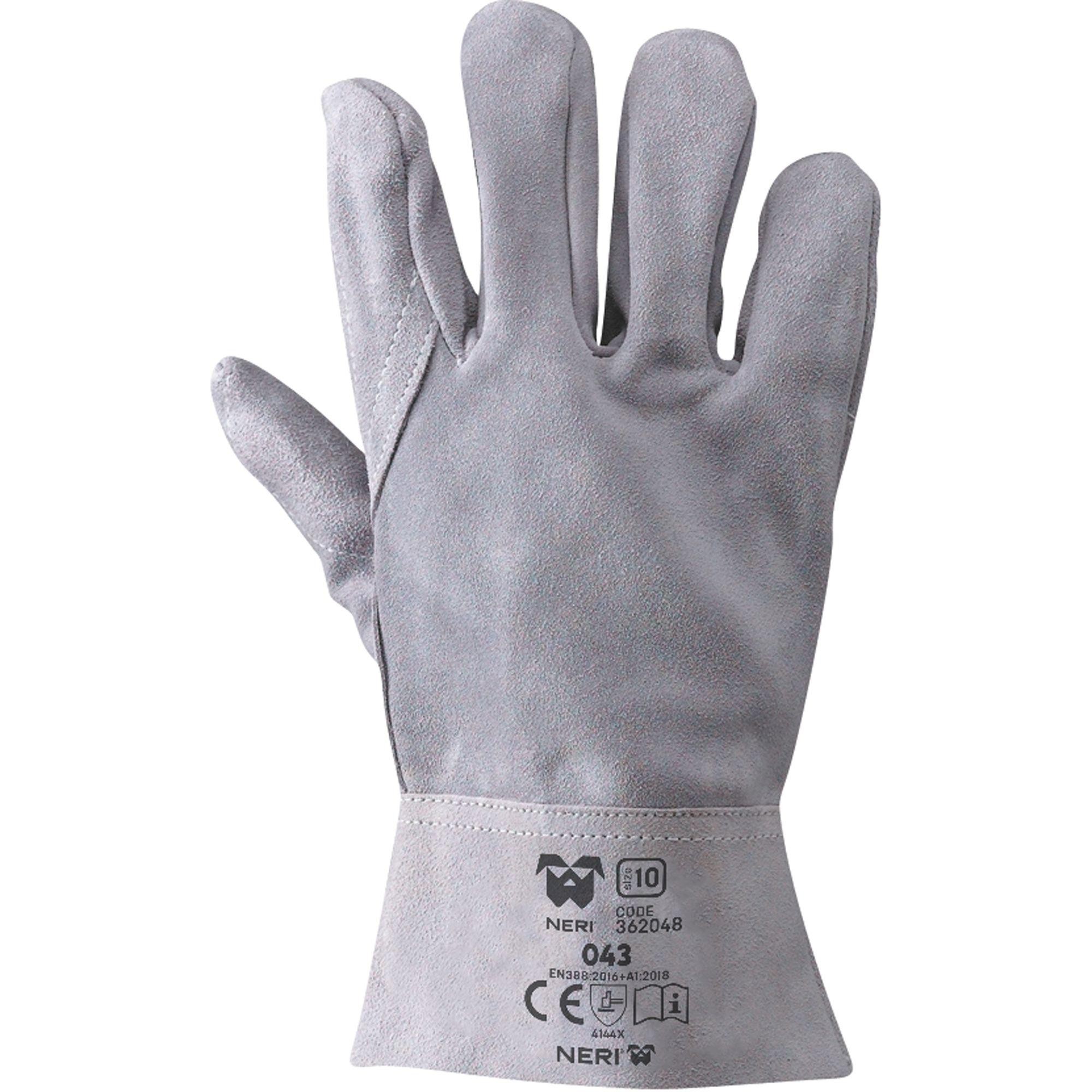12 Paia - Guanti da Lavoro in Pelle Crosta Groppone Neri 362048