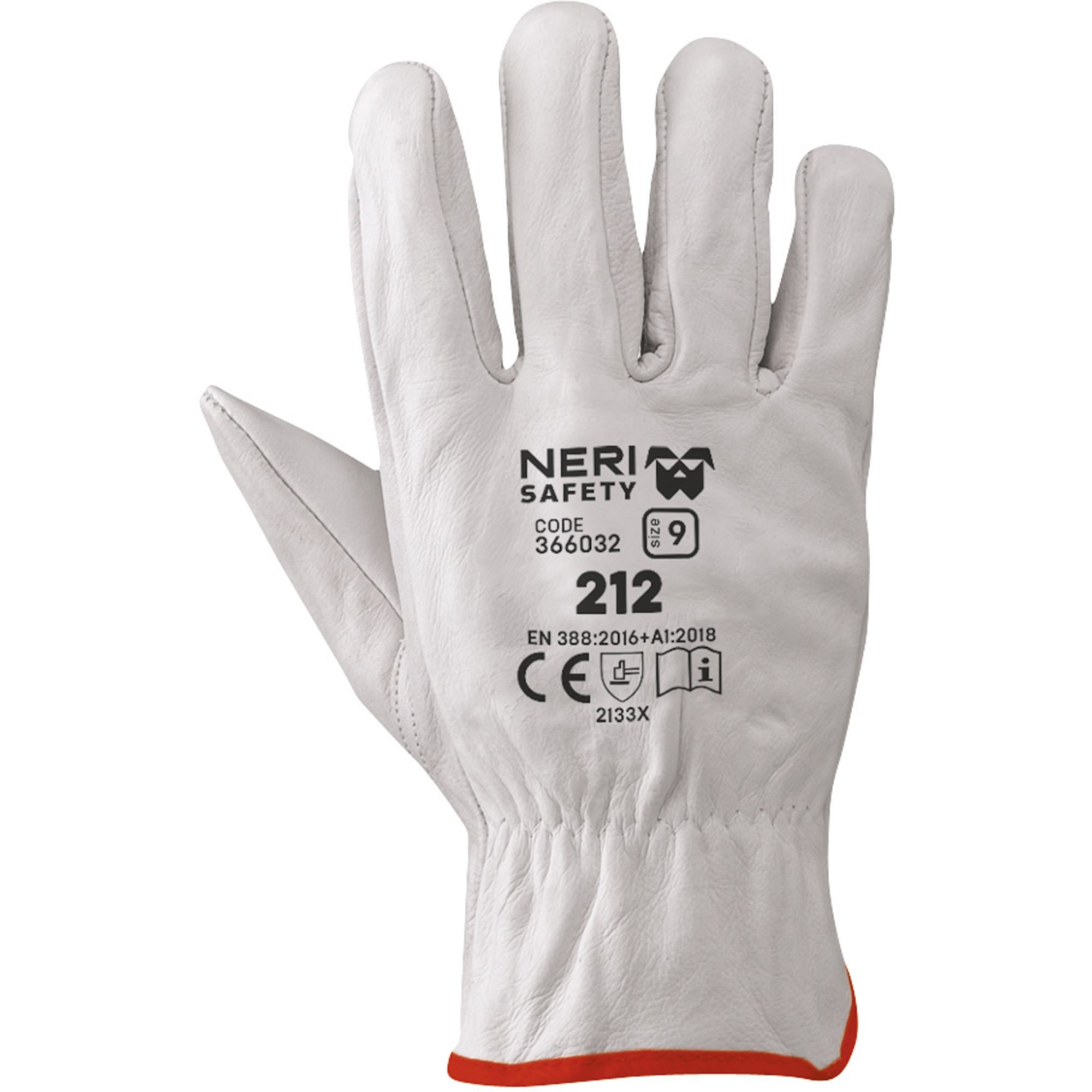12 Paia - Guanti da Lavoro in Pelle Fiore Bovina 212 Neri 366032