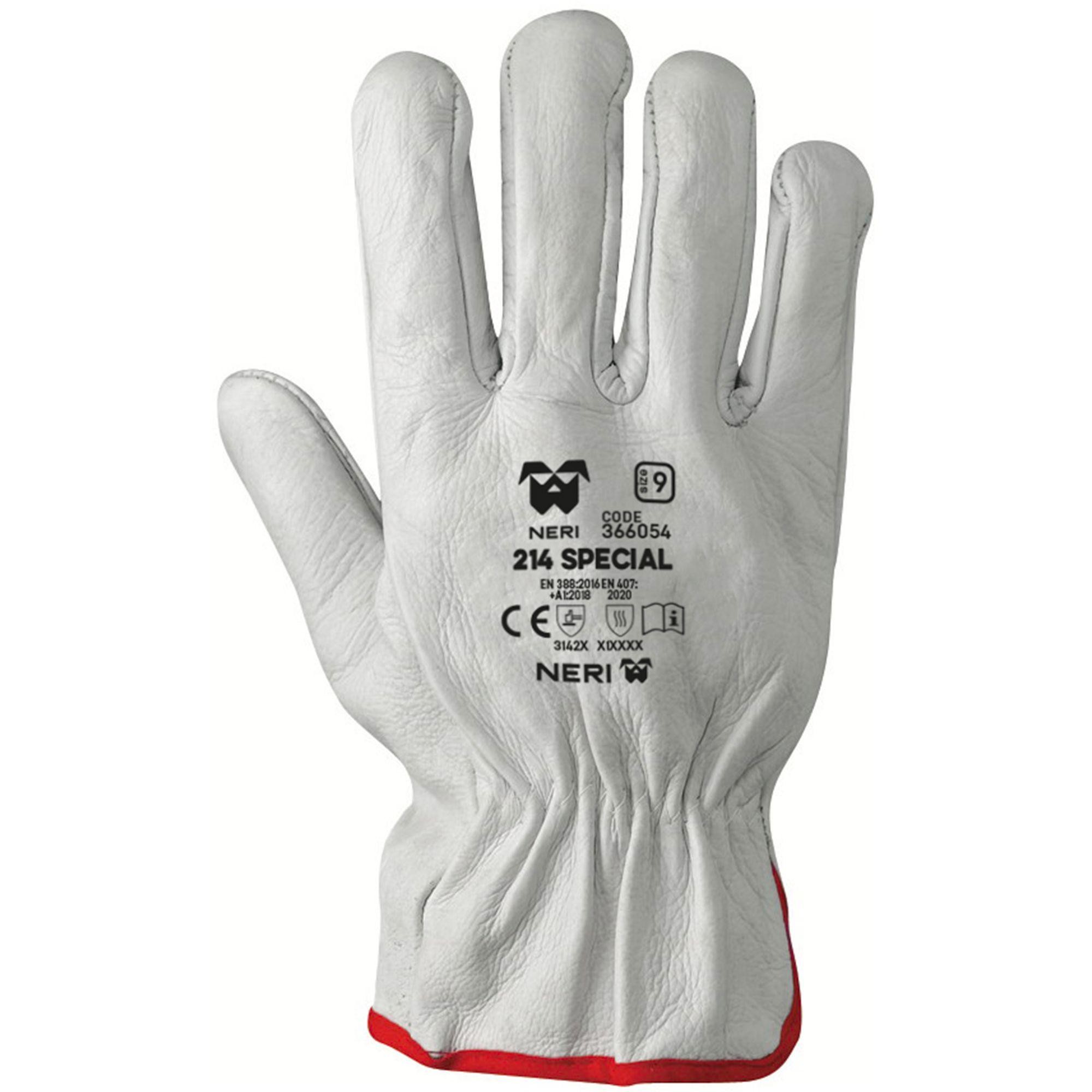 12 Paia - Guanti da Lavoro in Pelle Fiore Bovina 214 Special Neri 366054