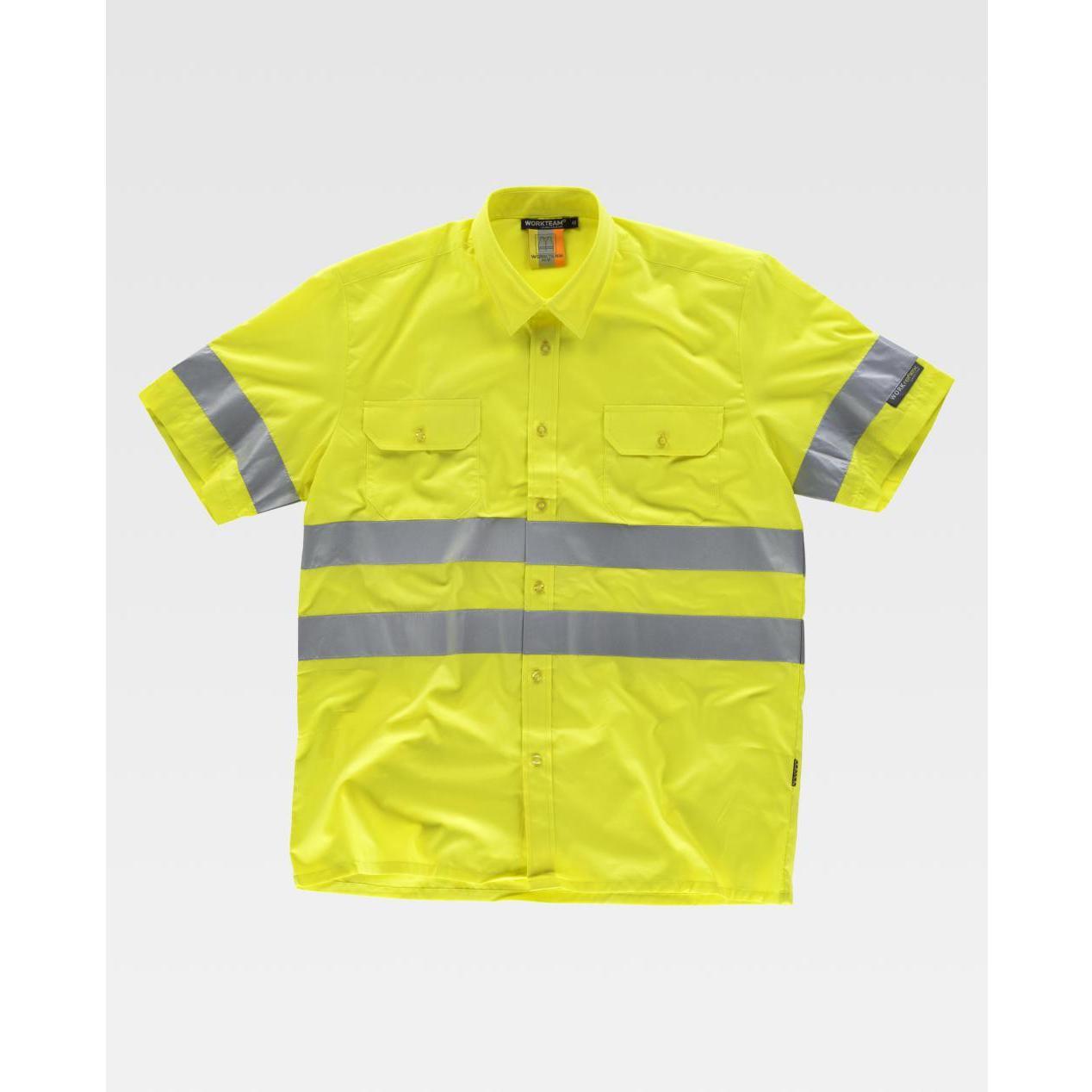 Camicia da Lavoro Manica Corta con Bande Rinfrangenti C3810 - Workteam