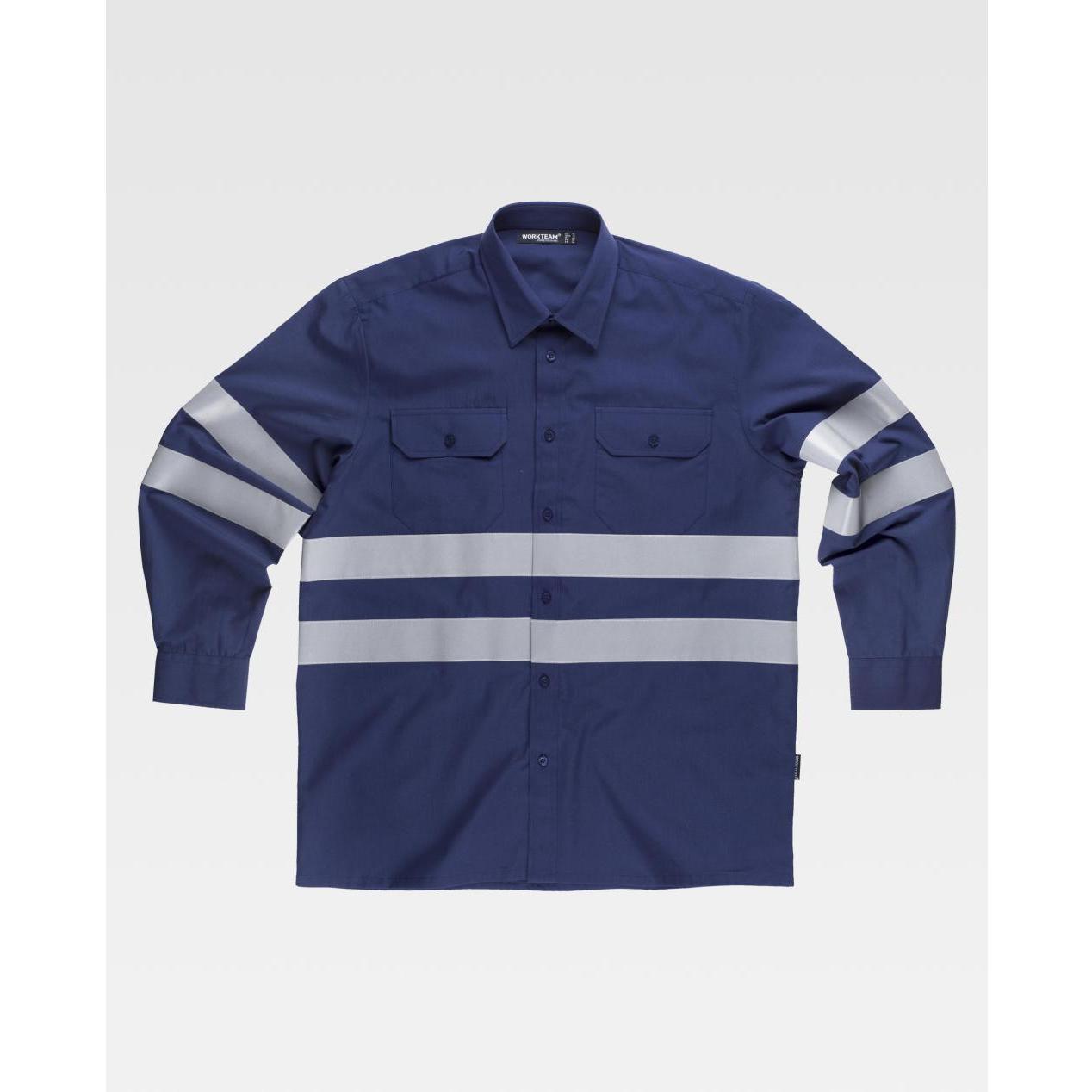 Camicia da Lavoro Manica Lunga con Bande B8007 - Workteam