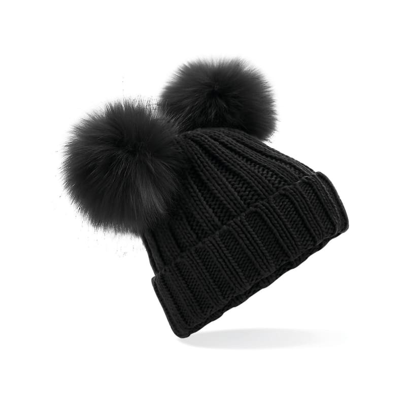 Cappello Faux Fur Double Pop Pom Beanie Beechfield - B414