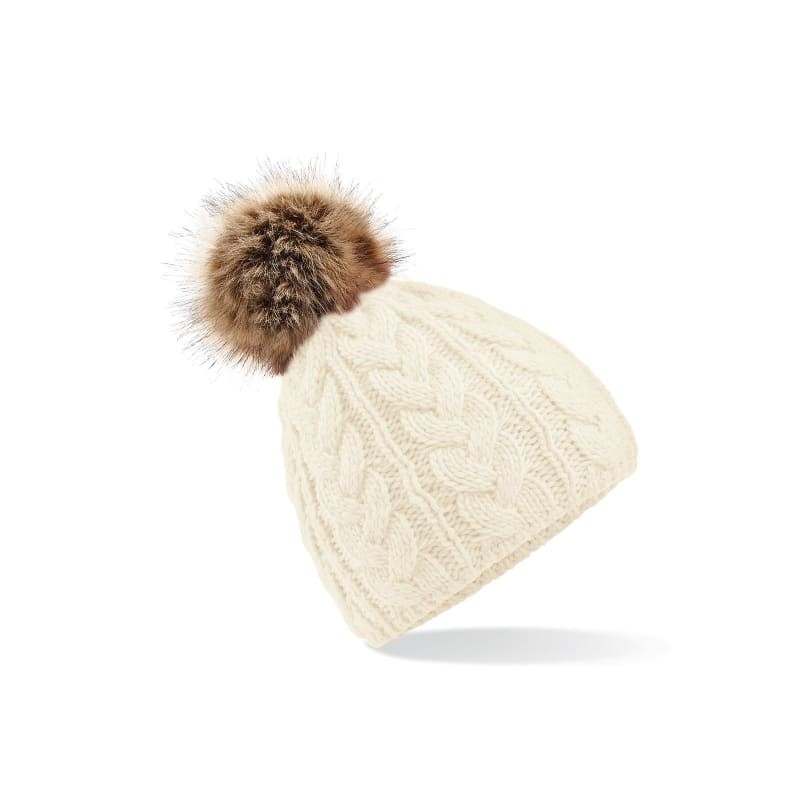 Cappello Fur Pom Pom Cable Beanie Beechfield - B410