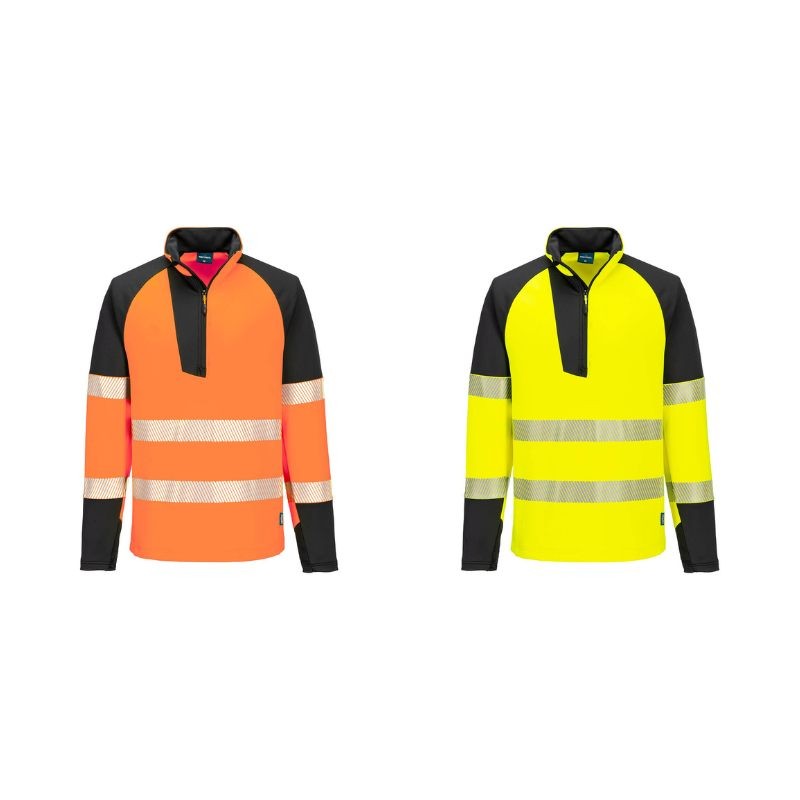 Felpa da Lavoro Alta Visibilit� Stretch Mezza Zip Impermeabile Portwest T172