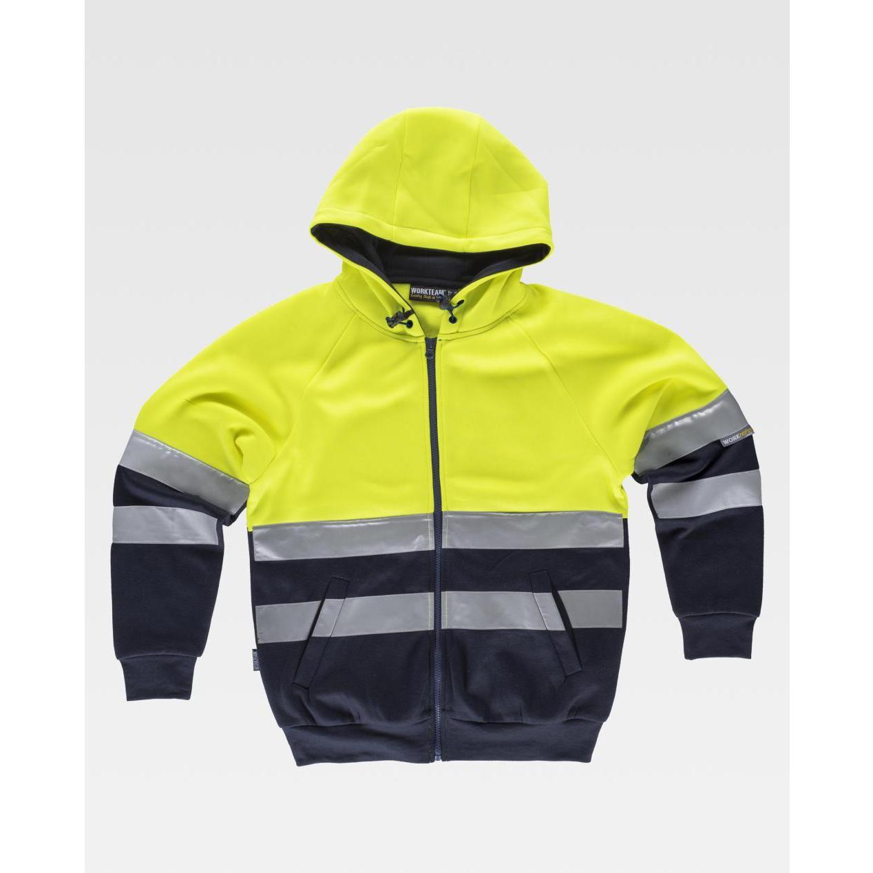 Felpa da Lavoro Zip Lunga con Cappuccio Alta Visibilit� C9036 - Workteam