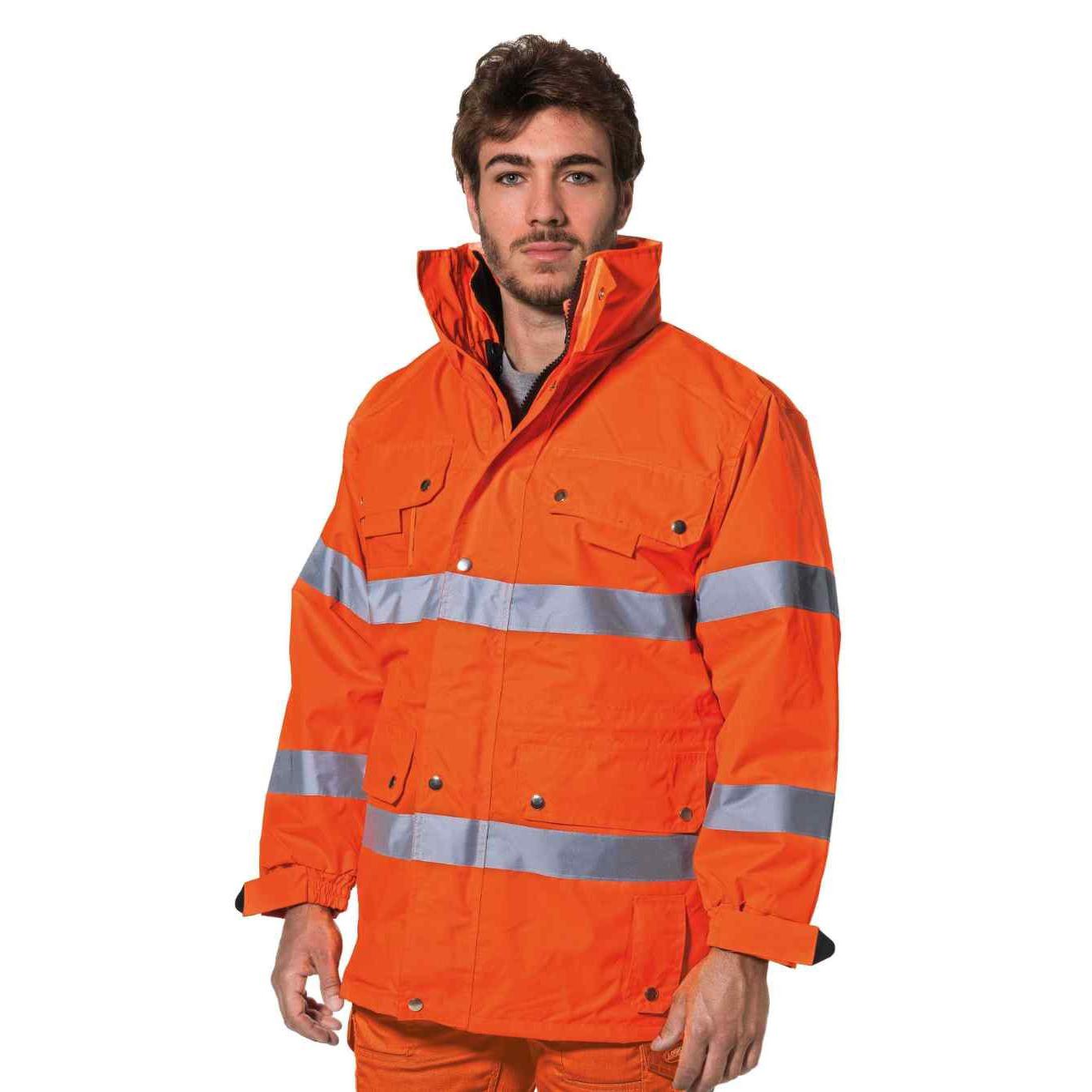 Giaccone da lavoro multitasche impermeabile antivento invernale alta visibilit� Logica REGALHV/AR-L