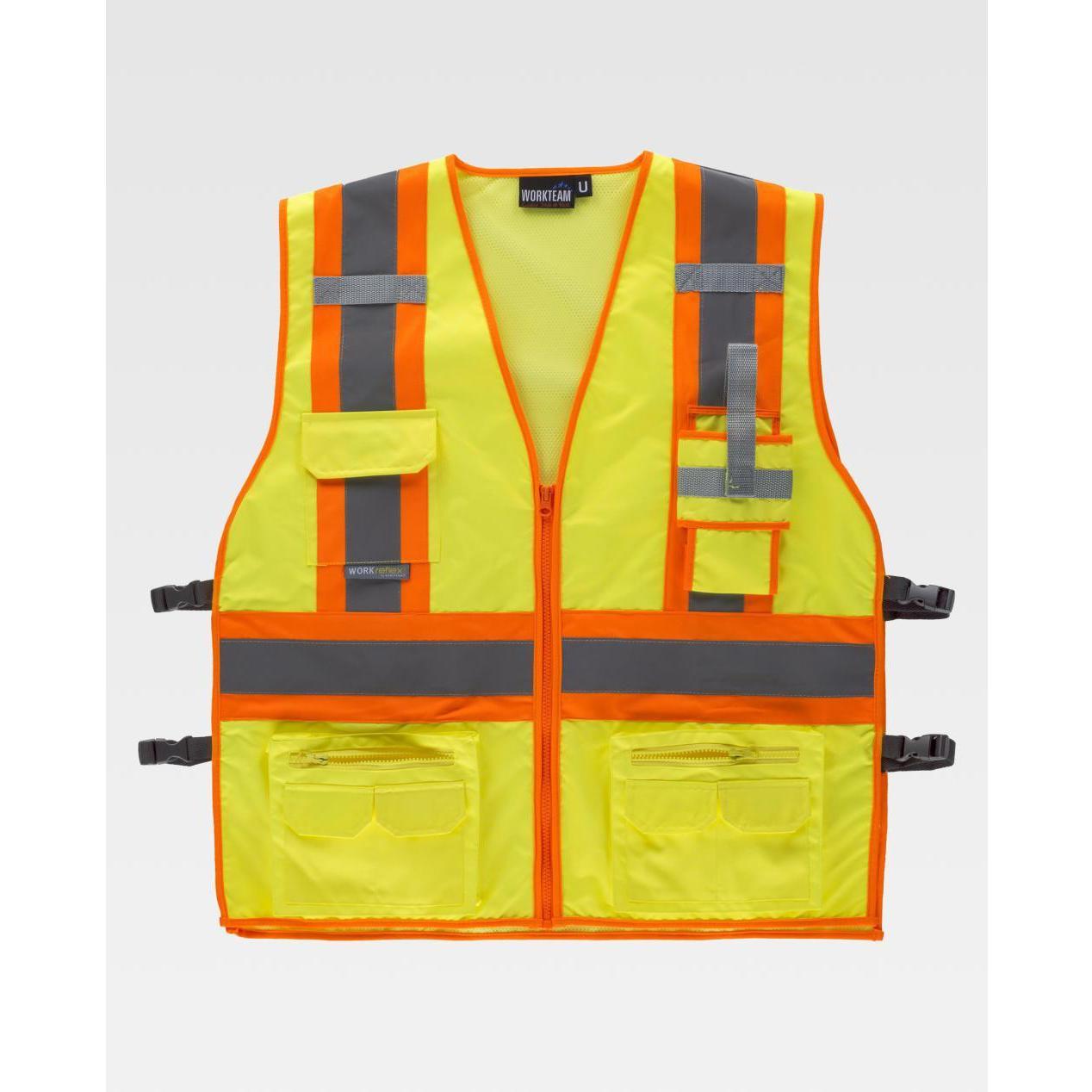 Gilet da Lavoro Alta Visibilit� con Cerniera Regolazione Laterale C3622 - Workteam