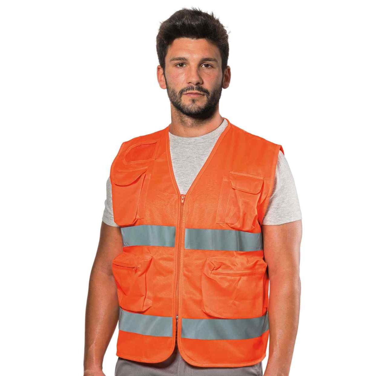 Gilet da Lavoro Alta visibilit� multitasche estivo Logica POCKETHVAR-L