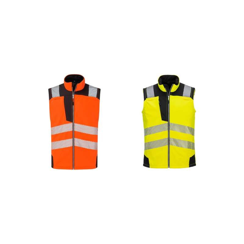 Gilet da Lavoro Alta Visibilt� Multitasche Softshell Antivento Impermeabile Portwest PW325