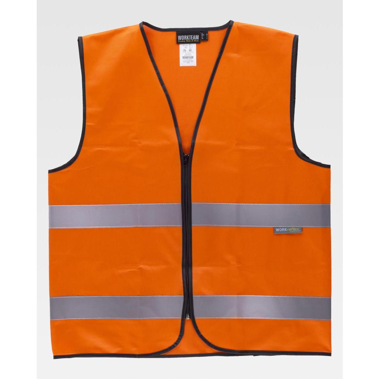 Gilet da Lavoro con Cerniera e Bande Alta Visibilit� C3610 - Workteam