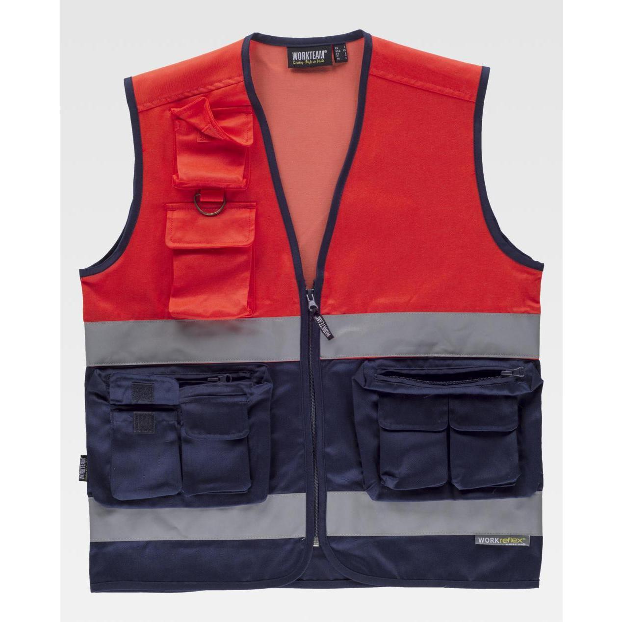Gilet da Lavoro Multitasche Bicolore Alta Visibilit� C4047 - Workteam