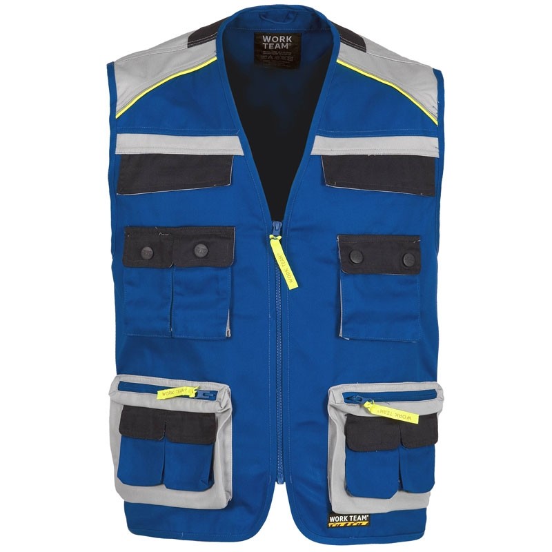Gilet safari estivo multitasche con dettagli riflettenti - Workteam