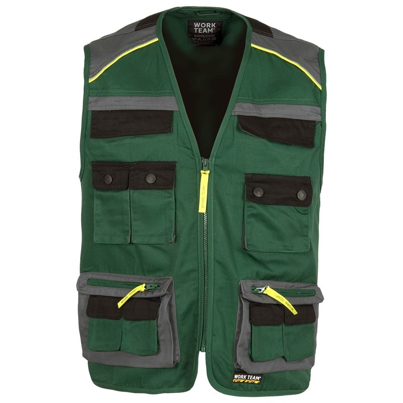 Gilet safari estivo multitasche con dettagli riflettenti - Workteam