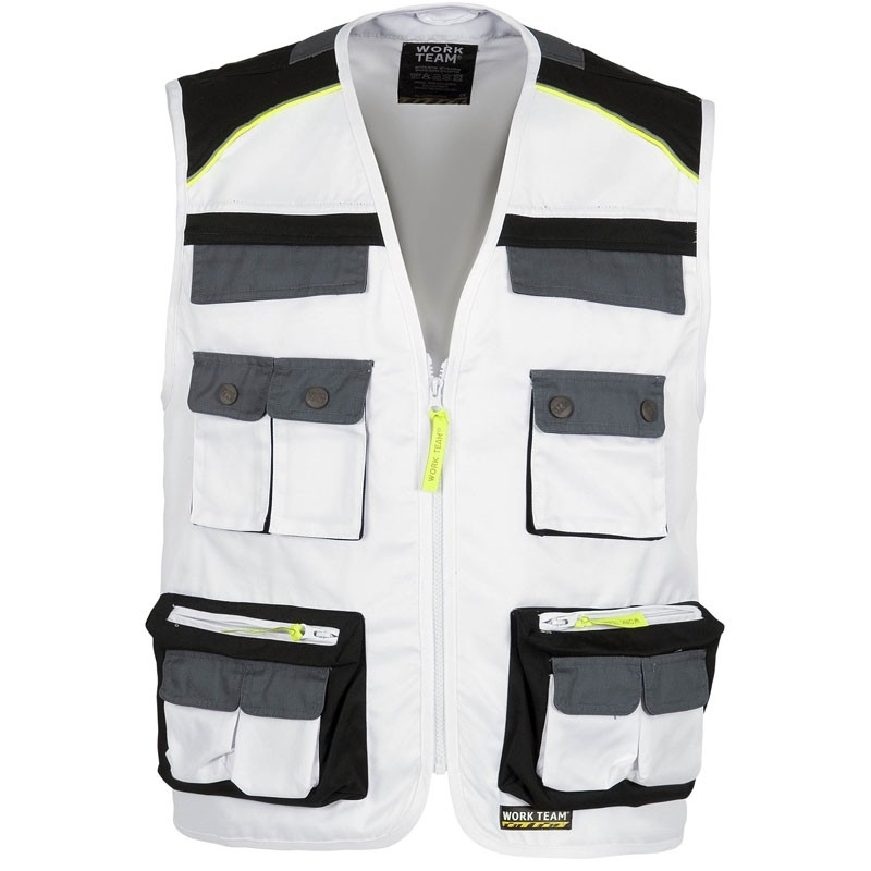 Gilet safari estivo multitasche con dettagli riflettenti - Workteam