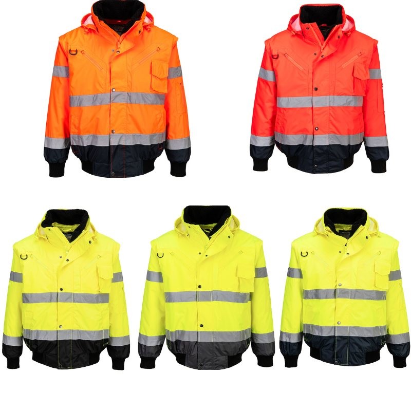 Giubbotto da Lavoro Alta Visibilit� Multitasche Impermeabile Stretch 3 In 1 Portwest C465