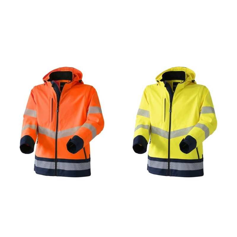 Giubbotto da Lavoro Alta Visibilit� Softshell Stretch Multitasche Impermeabile con Cappuccio Rossini Hook Hi-Vis HH263