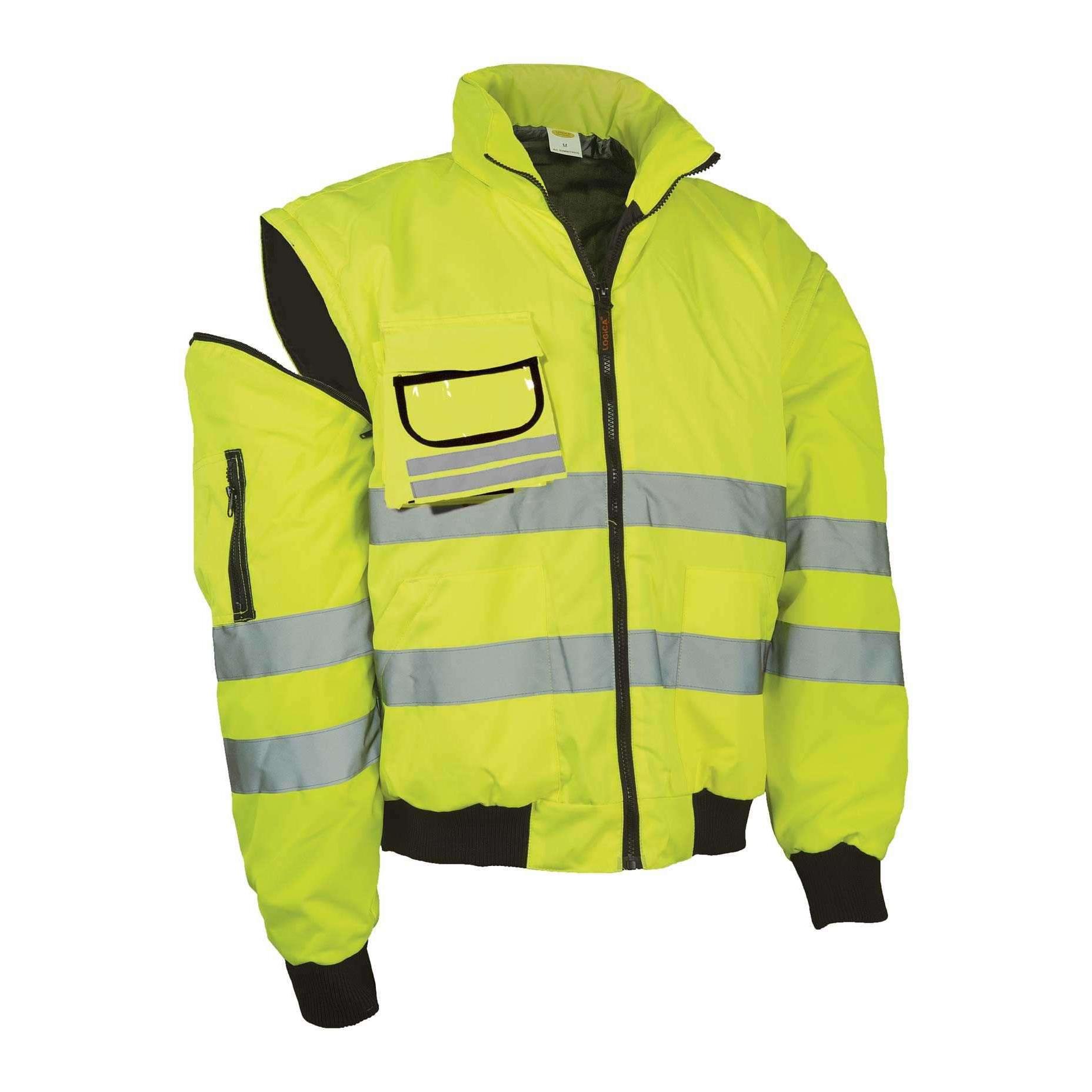 Giubbotto da lavoro Bomber Impermeabile Alta visibilit� Multitasche Cappuccio a scomparsa Logica SUMMITHV/G-L