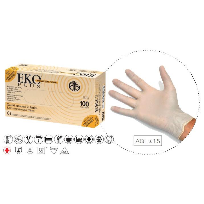Guanti in lattice Bianco senza talco polvere EKO PLus di Qualit� Ultra TOP - 100 Pezzi