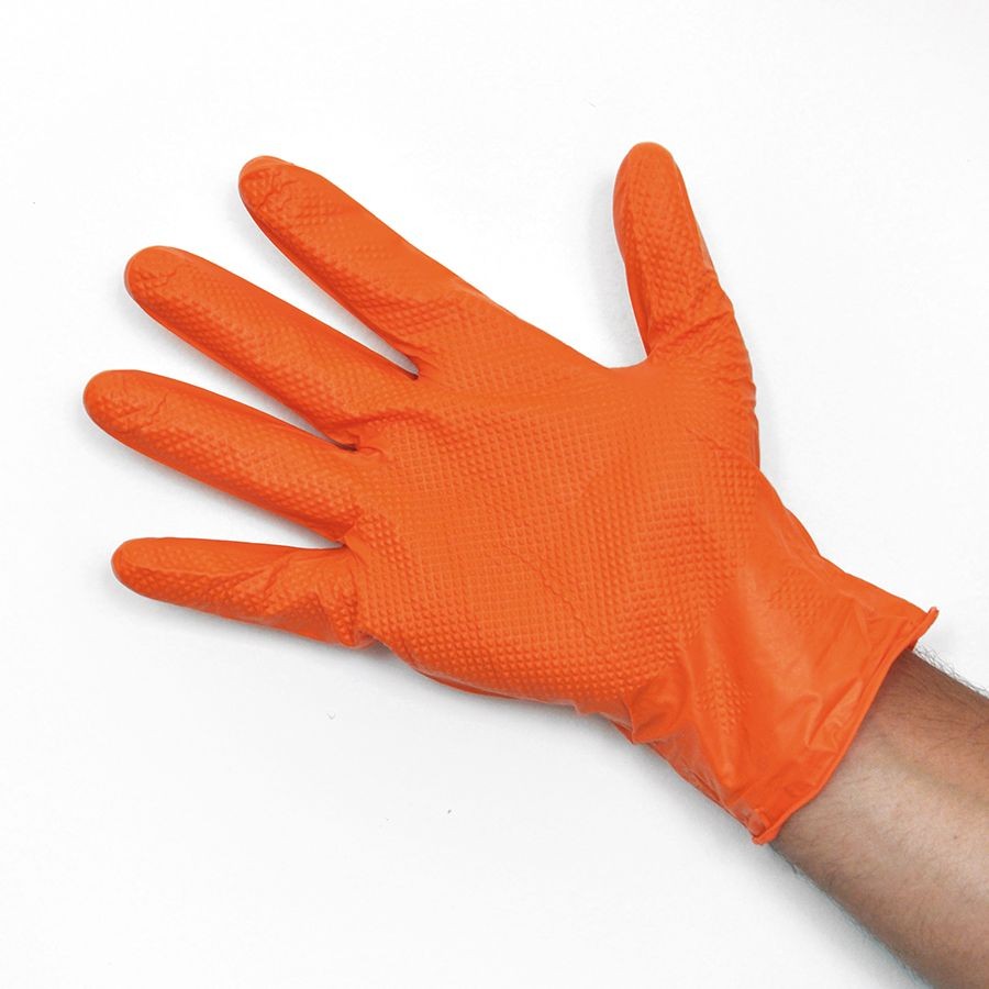 Guanti Monouso in nitrile per meccanici arancio - EKO GRIP - 50 pezzi
