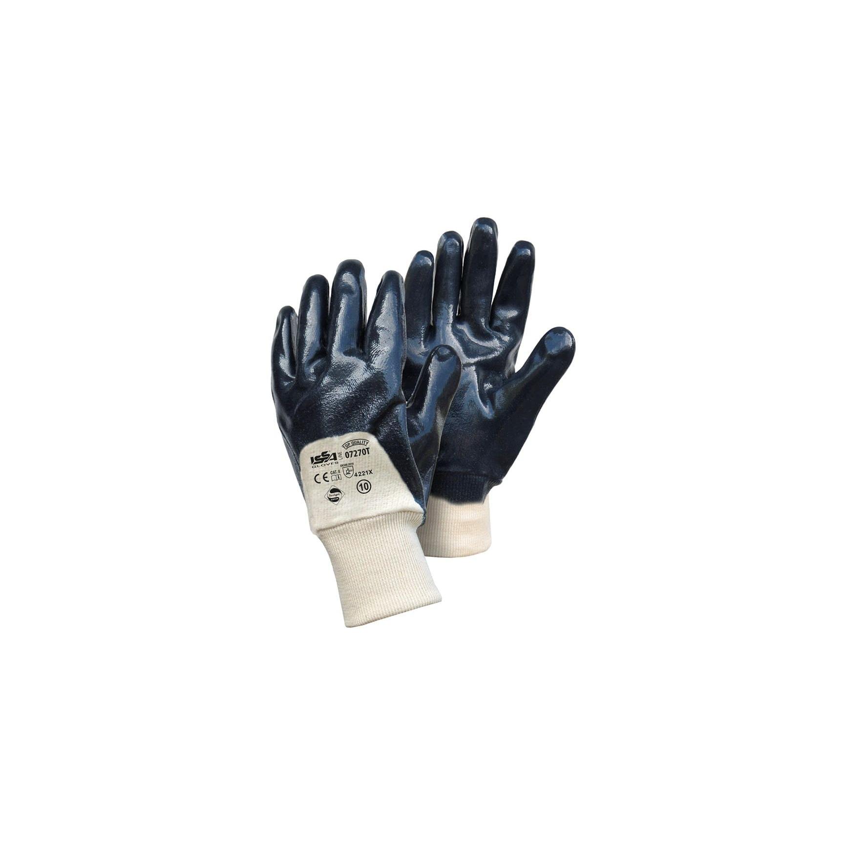 Guanti NBR qualit� TOP su supporto di tela/cotone con polsino a maglia - Dorso AREATO