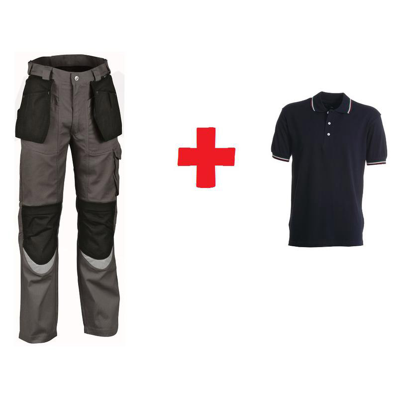 Kit Pantaloni Cofra Carpenter Antracite + Polo Payper Italia Navy
