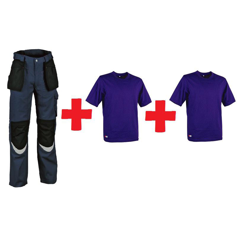 Kit Pantaloni Cofra Carpenter Con 2 T-Shirt Cofra Zanzibar Colore Navy Doppio Sconto