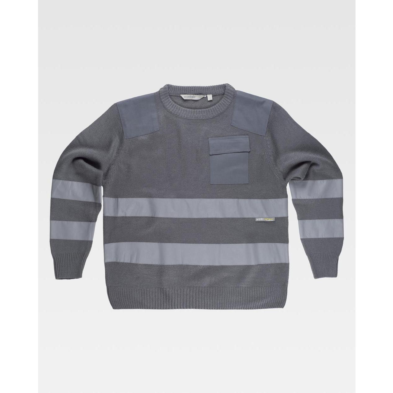 Maglione da Lavoro Girocollo con Bande Rinfrangenti S5507 - Workteam