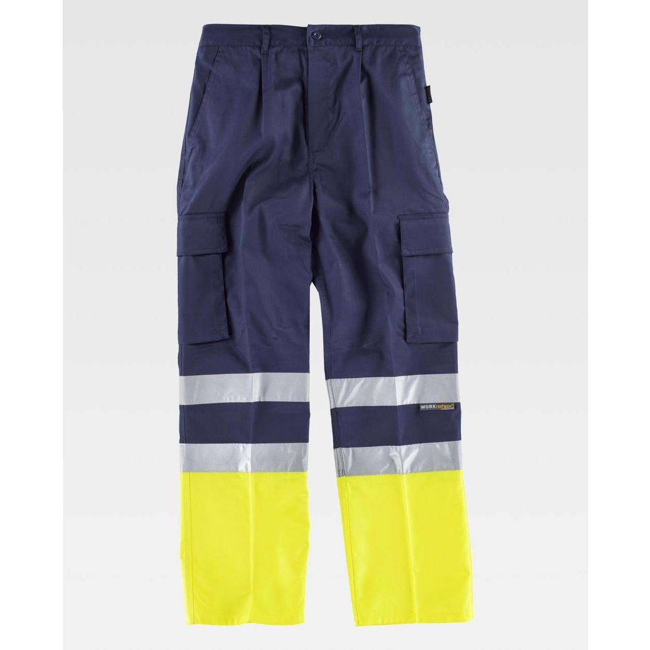 Pantalone da Lavoro Bicolore C/Bande Alta Visibilit� C4014 - Workteam