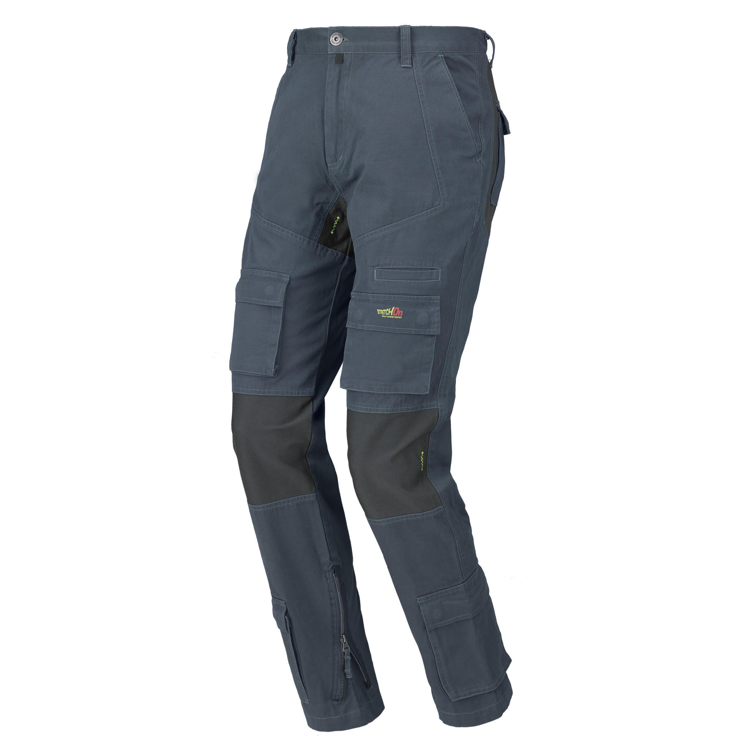 Pantalone da lavoro ISSA LINE Stretch On 8738 BLU Multitasche Tasche Laterali 100% Cotone