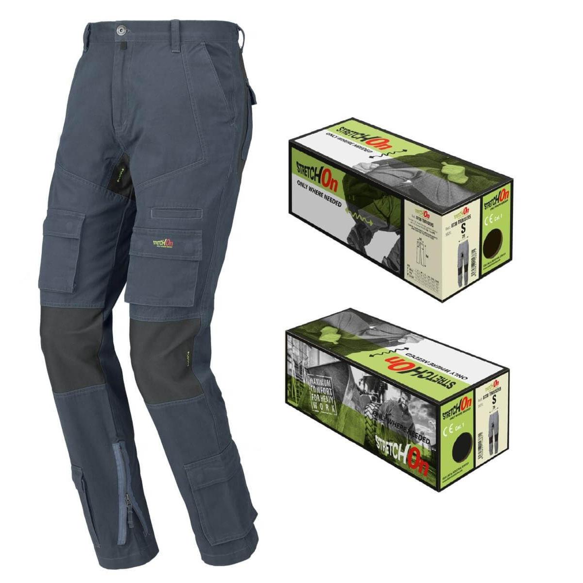 Pantalone da lavoro ISSA LINE Stretch On 8738 BLU Multitasche Tasche Laterali 100% Cotone