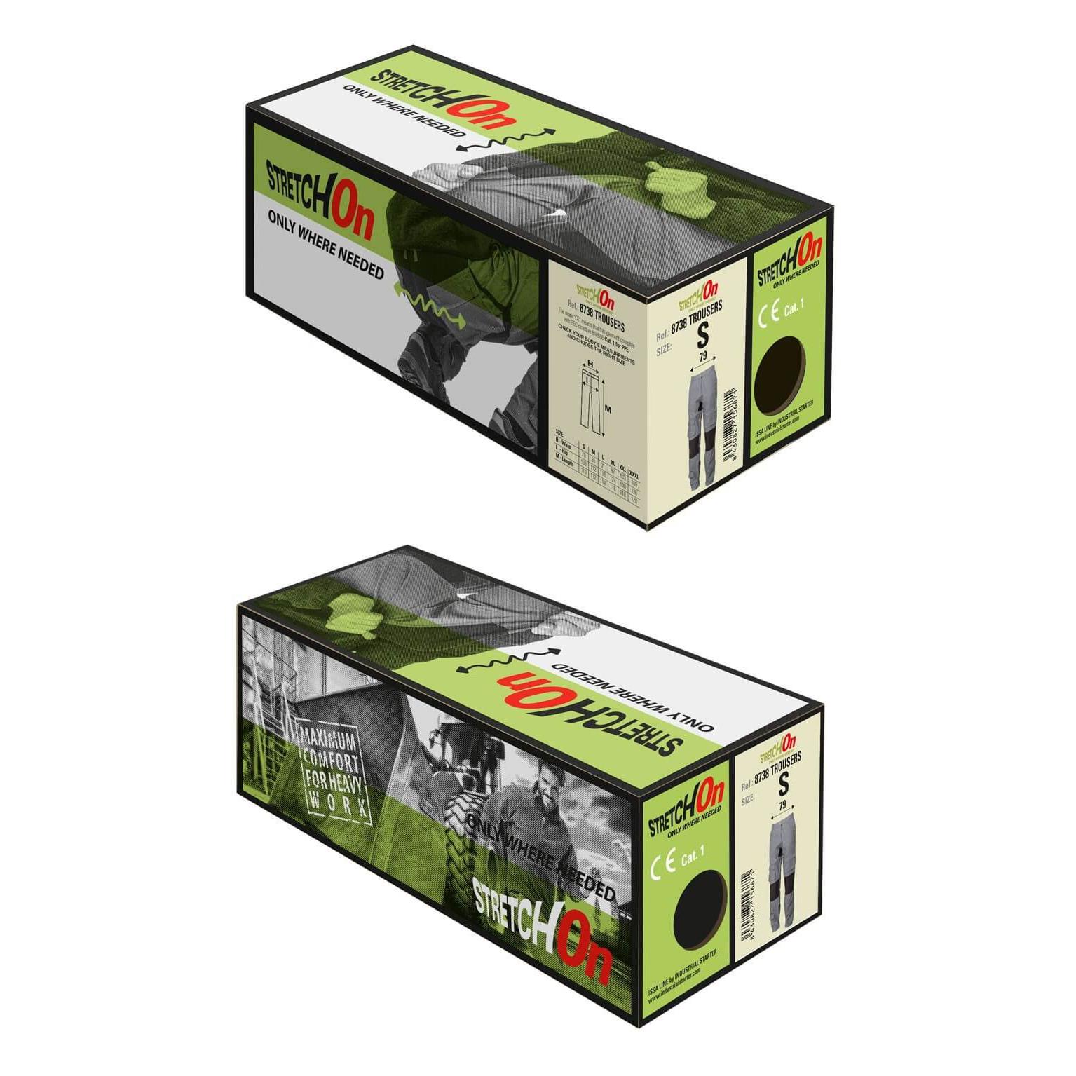 Pantalone da lavoro ISSA LINE Stretch On 8738 BLU Multitasche Tasche Laterali 100% Cotone