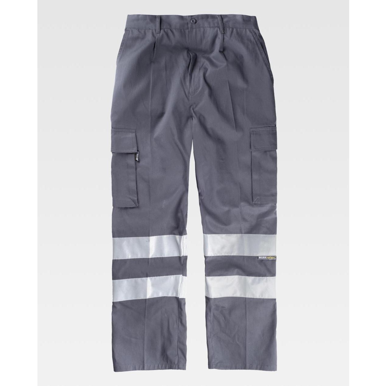 Pantalone da Lavoro Multitasche Bande Rinfrangenti B1447 - Workteam