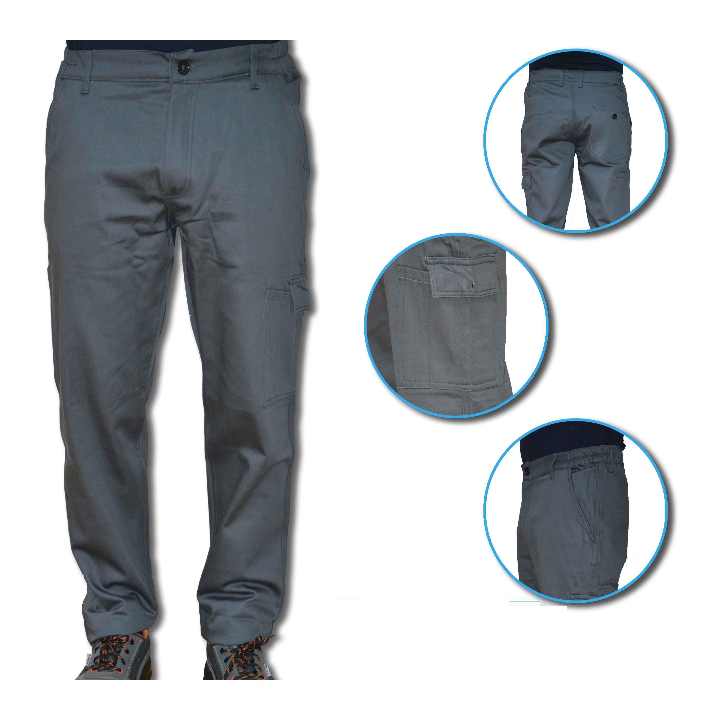 Pantalone Economico Grigio Multitasche Cotone 100% Massaua