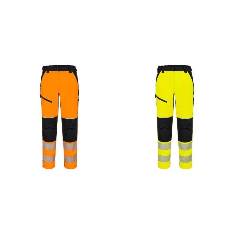 Pantaloni da Lavoro Alta Visibilit� Multitasche Impermeabili Stretch da Donna Portwest T141