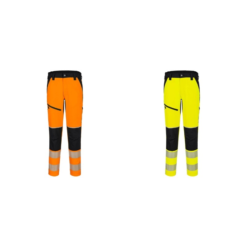 Pantaloni da Lavoro Alta Visibilit� Multitasche Impermeabili Stretch Portwest T140