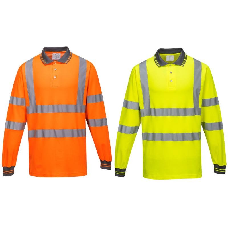Polo da Lavoro Alta Visibilit� Manica Lunga Cotton Comfort Portwest S271
