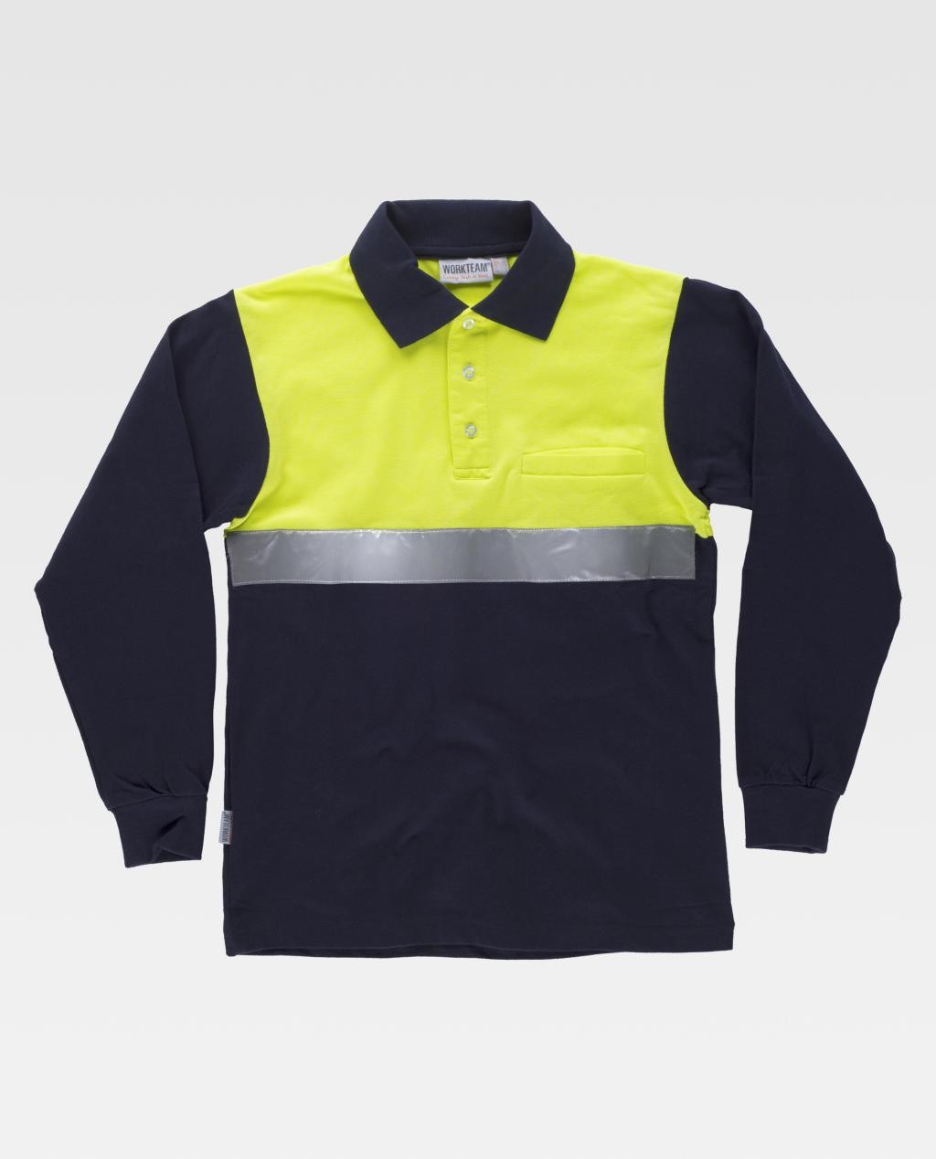 Polo da Lavoro Manica Lunga 100% Cotone Alta Visibilit� C3843 - Workteam