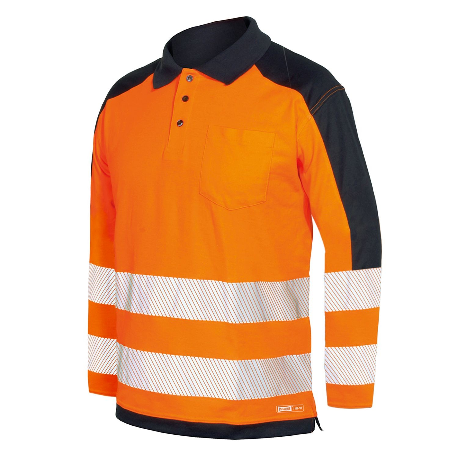 Polo manica lunga Alta Visibilit� con bande segmentate termosaldate Issa Line HV 08194N