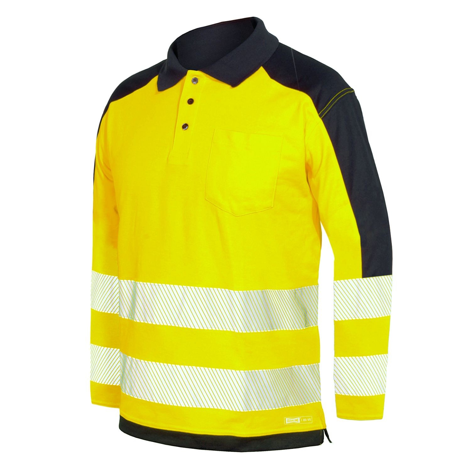 Polo manica lunga Alta Visibilit� con bande segmentate termosaldate Issa Line HV 08194N
