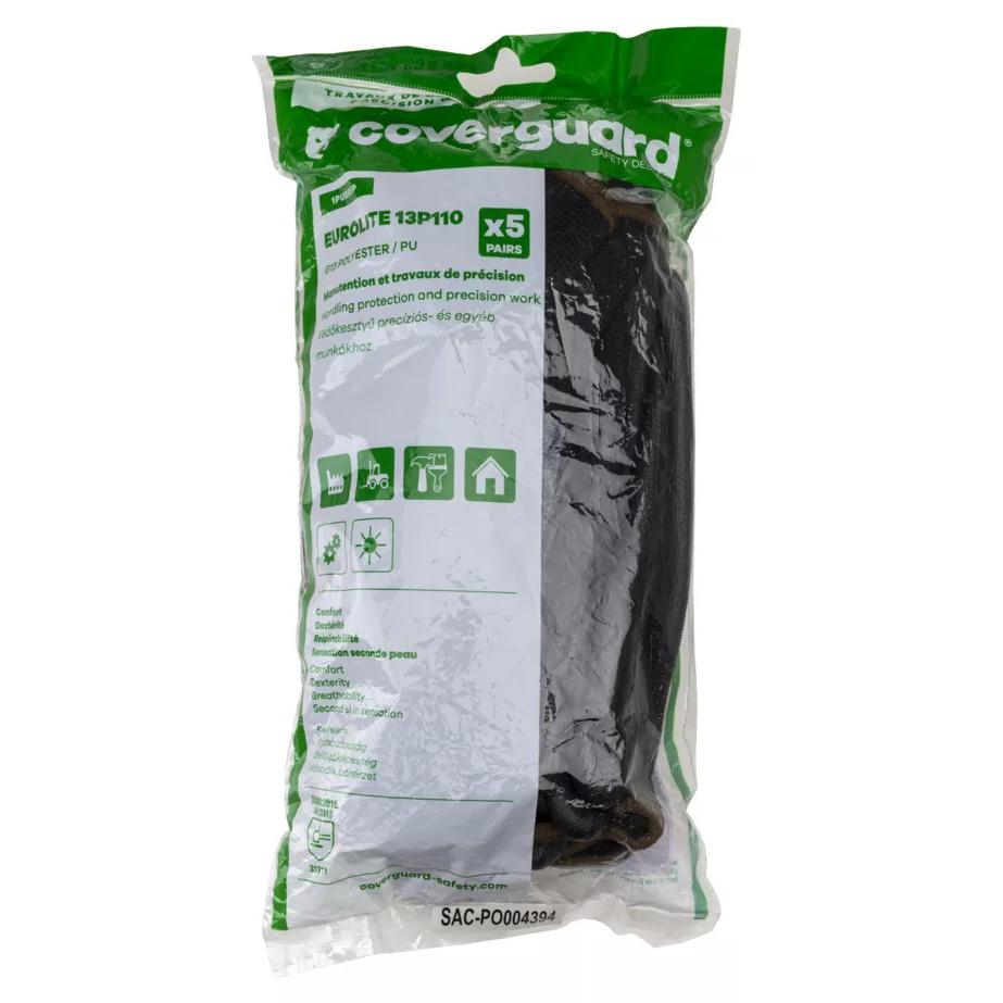 Set Da 5 Guanti Da Lavoro Coverguard In Poliuretano Eurolite 1PUBB5P Rischi Meccanici