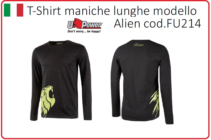 T-shirt manica lunga u-power alien fu214 - avanti retro - BESTSAFETY